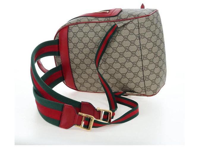 Zaino GUCCI GG Supreme Web Sherry Line PVC Beige Gold 427042 Auth 200331M D'oro - vista 9