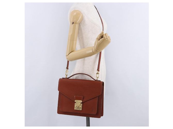 Borsa a mano LOUIS VUITTON Epi Monceau 28 Brown M52123 LV Auth BA15652 Marrone - vista 35