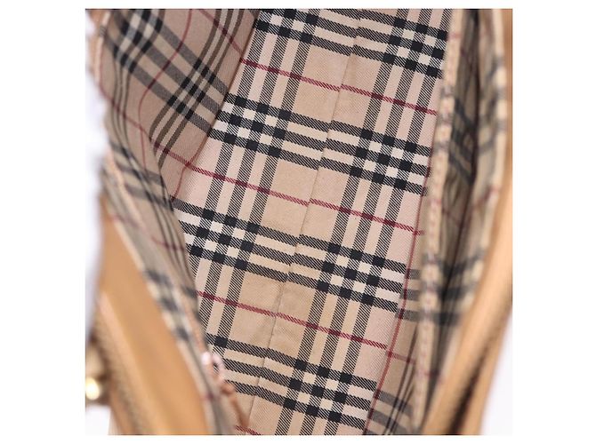 Borsa a mano BURBERRY in pelle beige tono oro Auth ti4017 - vista 12