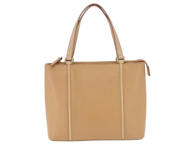Borsa a mano BURBERRY in pelle beige tono oro Auth ti4017 - vista 13