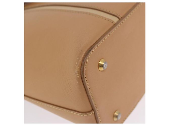 Borsa a mano BURBERRY in pelle beige tono oro Auth ti4017 - vista 19