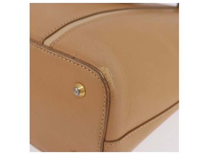 Borsa a mano BURBERRY in pelle beige tono oro Auth ti4017 - vista 20