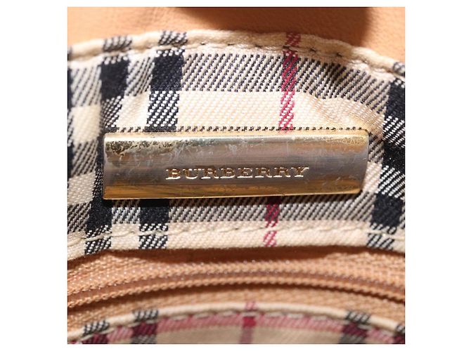 Borsa a mano BURBERRY in pelle beige tono oro Auth ti4017 - vista 22