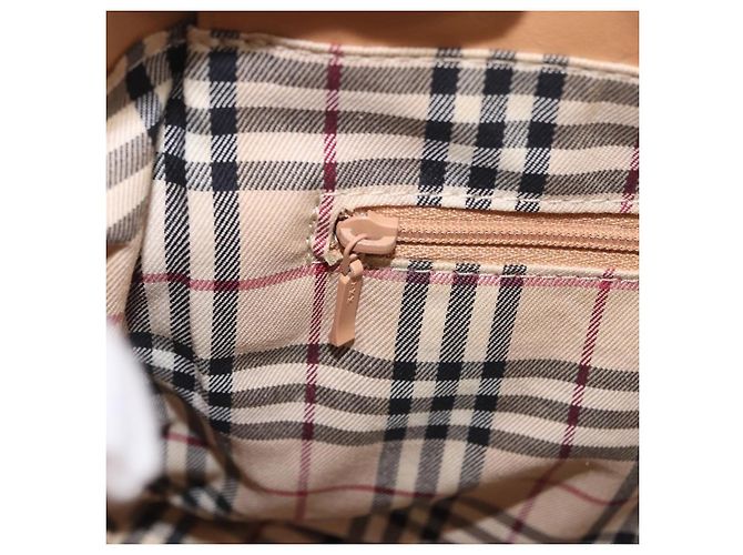 Borsa a mano BURBERRY in pelle beige tono oro Auth ti4017 - vista 25