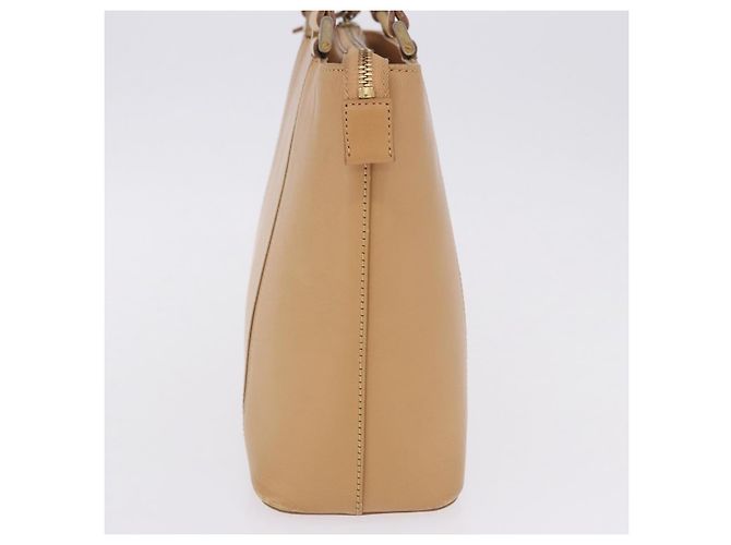 Borsa a mano BURBERRY in pelle beige tono oro Auth ti4017 - vista 4