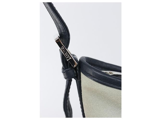 LOEWE Schultertasche Suede Light Blue Silver Auth 202960A Silber Hellblau - Ansicht 10