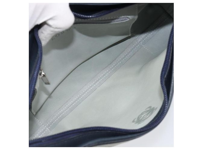 LOEWE Schultertasche Suede Light Blue Silver Auth 202960A Silber Hellblau - Ansicht 11