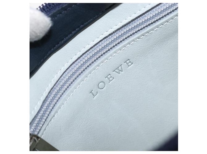 LOEWE Schultertasche Suede Light Blue Silver Auth 202960A Silber Hellblau - Ansicht 21