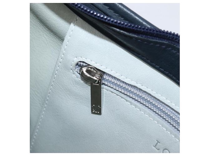 LOEWE Schultertasche Suede Light Blue Silver Auth 202960A Silber Hellblau - Ansicht 24