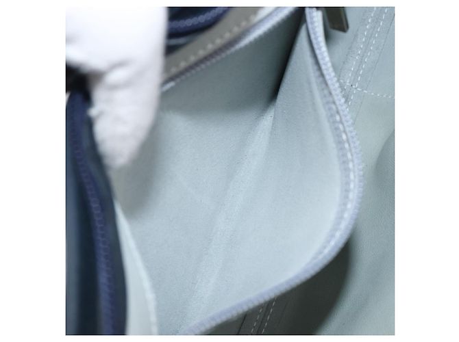 LOEWE Schultertasche Suede Light Blue Silver Auth 202960A Silber Hellblau - Ansicht 25