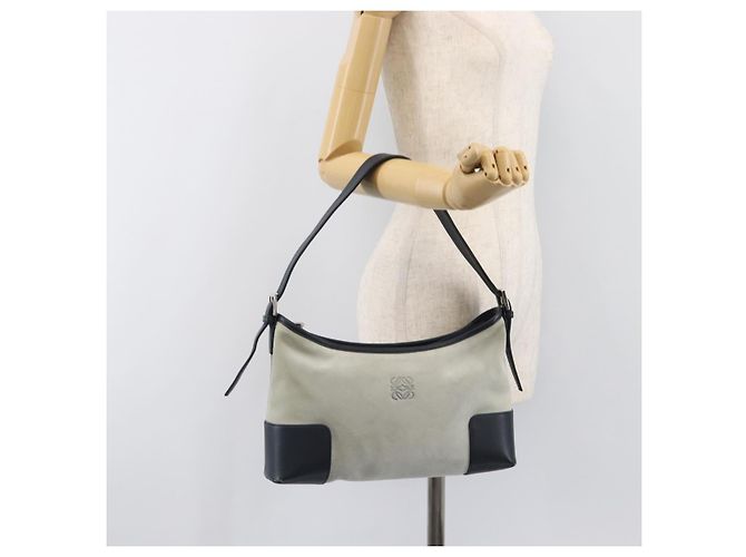 LOEWE Schultertasche Suede Light Blue Silver Auth 202960A Silber Hellblau - Ansicht 26