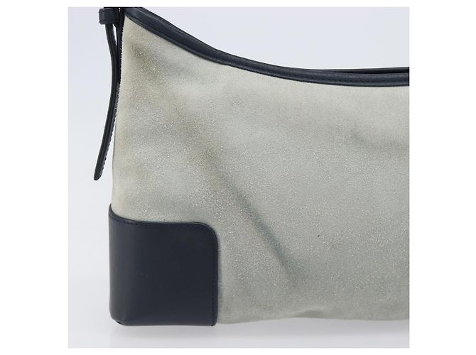 LOEWE Schultertasche Suede Light Blue Silver Auth 202960A Silber Hellblau - Ansicht 3