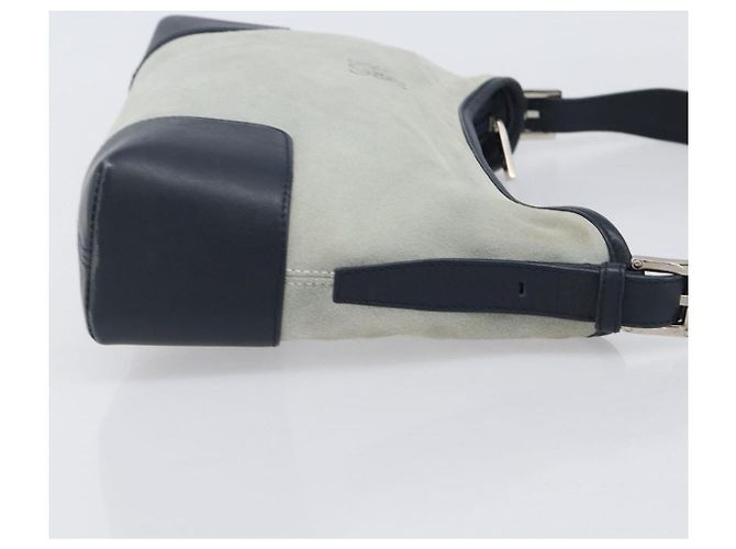 LOEWE Schultertasche Suede Light Blue Silver Auth 202960A Silber Hellblau - Ansicht 4