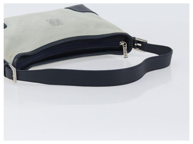 LOEWE Schultertasche Suede Light Blue Silver Auth 202960A Silber Hellblau - Ansicht 8