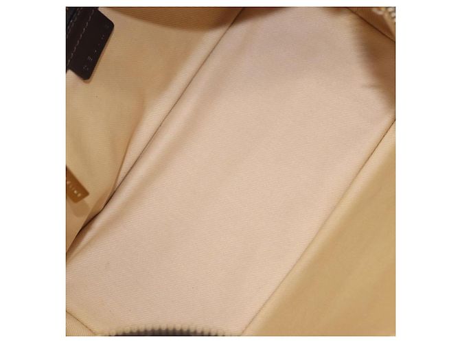 Céline Borsa a tracolla CELINE C Macadam Canvas Marrone Oro Auth 203001 D'oro - vista 11