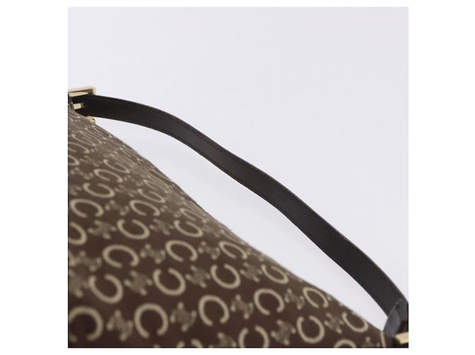 Céline Borsa a tracolla CELINE C Macadam Canvas Marrone Oro Auth 203001 D'oro - vista 14