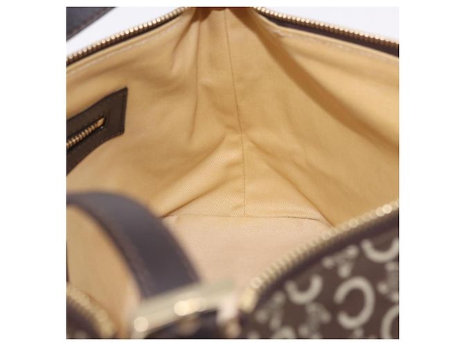 Céline Borsa a tracolla CELINE C Macadam Canvas Marrone Oro Auth 203001 D'oro - vista 20