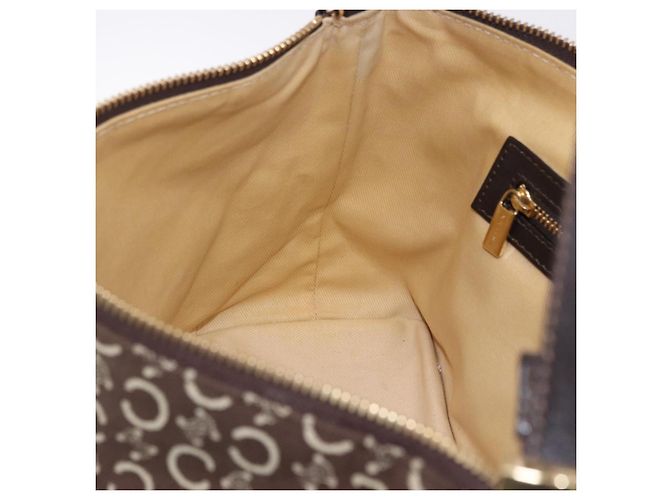 Céline Borsa a tracolla CELINE C Macadam Canvas Marrone Oro Auth 203001 D'oro - vista 21