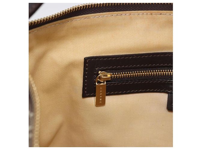 Céline Borsa a tracolla CELINE C Macadam Canvas Marrone Oro Auth 203001 D'oro - vista 22