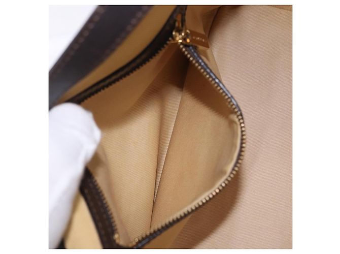 Céline Borsa a tracolla CELINE C Macadam Canvas Marrone Oro Auth 203001 D'oro - vista 23