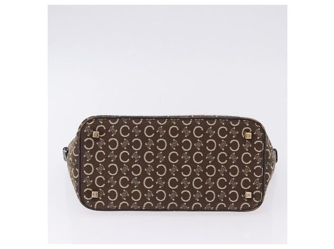 Céline Borsa a tracolla CELINE C Macadam Canvas Marrone Oro Auth 203001 D'oro - vista 6