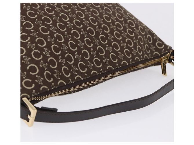 Céline Borsa a tracolla CELINE C Macadam Canvas Marrone Oro Auth 203001 D'oro - vista 7