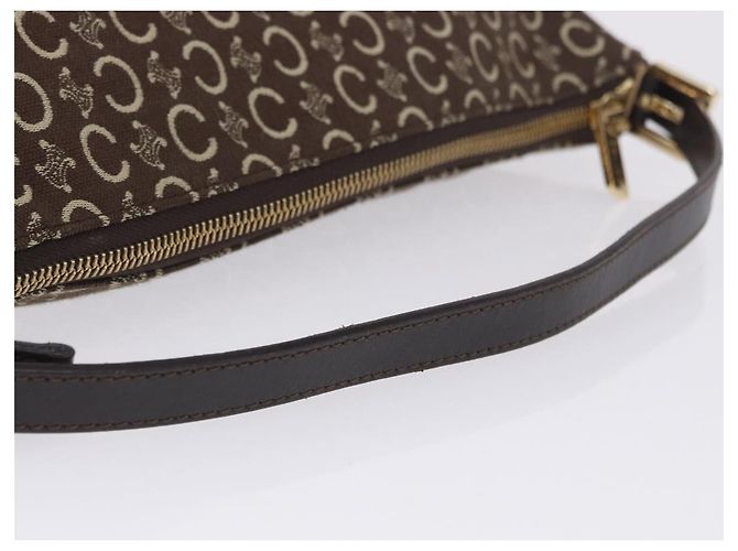 Céline Borsa a tracolla CELINE C Macadam Canvas Marrone Oro Auth 203001 D'oro - vista 8