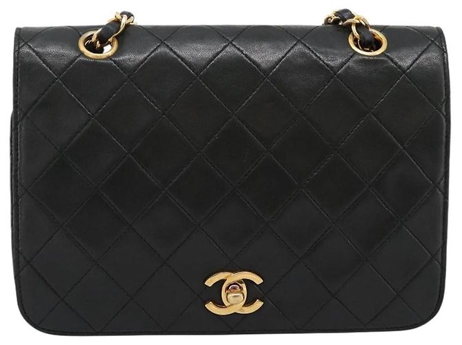 Borsa a tracolla CHANEL Matelasse con catena in pelle d'agnello nera e oro CC Auth 202897V Nero D'oro - vista 13