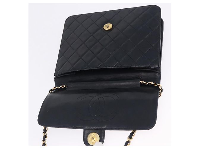 Borsa a tracolla CHANEL Matelasse con catena in pelle d'agnello Navy Gold CC Auth 200577V D'oro Blu navy - vista 10
