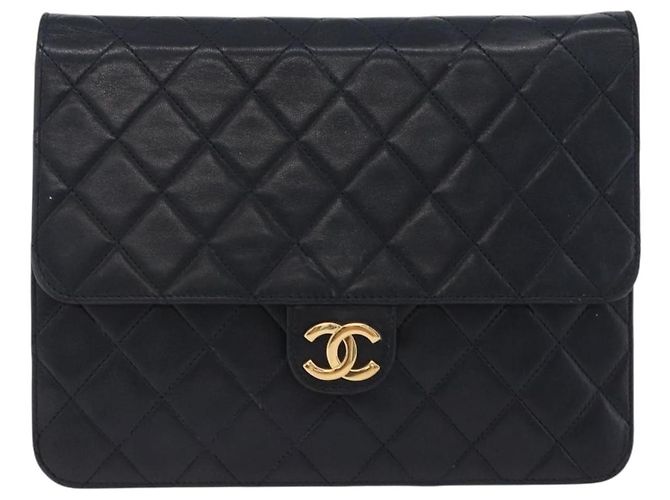 Borsa a tracolla CHANEL Matelasse con catena in pelle d'agnello Navy Gold CC Auth 200577V D'oro Blu navy - vista 13