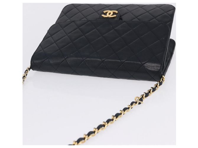 Borsa a tracolla CHANEL Matelasse con catena in pelle d'agnello Navy Gold CC Auth 200577V D'oro Blu navy - vista 7