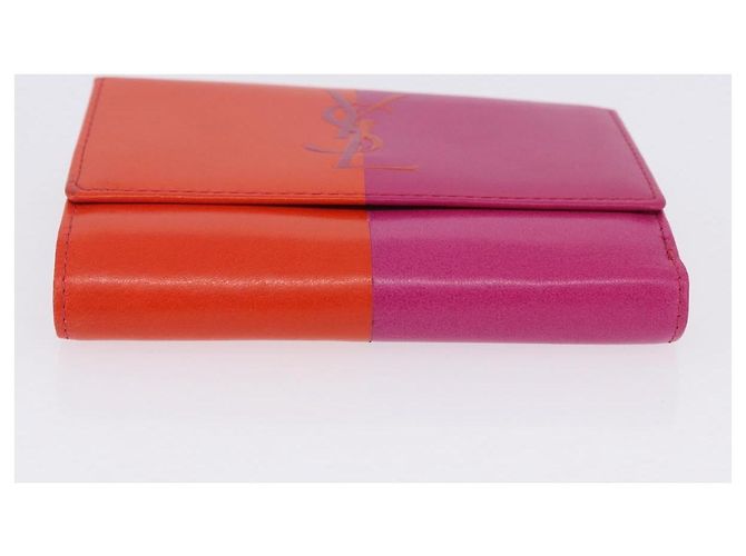 Autre Marque SAINT LAURENT Carteira de Couro Conjunto de 2 Azul Vermelho Auth bs36878 - vista 14