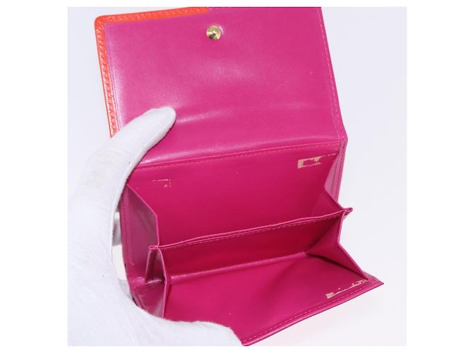 Autre Marque SAINT LAURENT Carteira de Couro Conjunto de 2 Azul Vermelho Auth bs36878 - vista 16