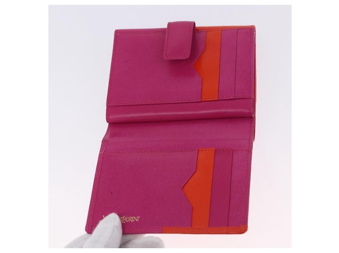Autre Marque SAINT LAURENT Carteira de Couro Conjunto de 2 Azul Vermelho Auth bs36878 - vista 17