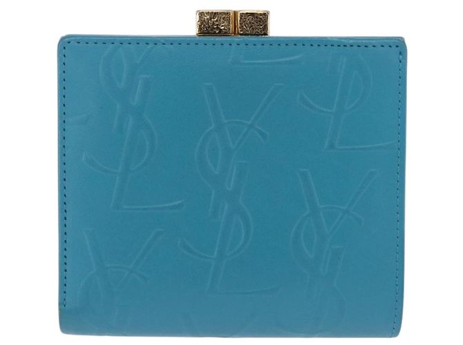 Autre Marque SAINT LAURENT Carteira de Couro Conjunto de 2 Azul Vermelho Auth bs36878 - vista 2
