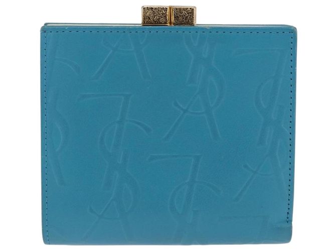 Autre Marque SAINT LAURENT Carteira de Couro Conjunto de 2 Azul Vermelho Auth bs36878 - vista 3