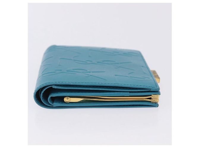 Autre Marque SAINT LAURENT Carteira de Couro Conjunto de 2 Azul Vermelho Auth bs36878 - vista 4
