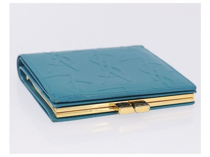 Autre Marque SAINT LAURENT Carteira de Couro Conjunto de 2 Azul Vermelho Auth bs36878 - vista 5