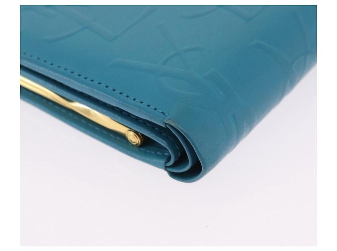 Autre Marque SAINT LAURENT Carteira de Couro Conjunto de 2 Azul Vermelho Auth bs36878 - vista 7