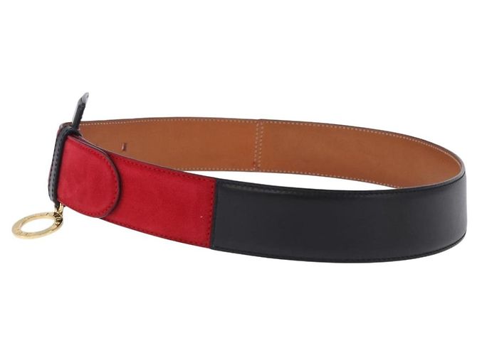 Céline Cinturón CELINE Circle Belt de cuero 29.9'' Rojo Oro Auth 203046 Roja Dorado - vista 3