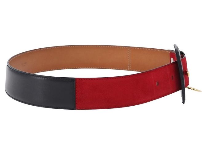 Céline Cinturón CELINE Circle Belt de cuero 29.9'' Rojo Oro Auth 203046 Roja Dorado - vista 4