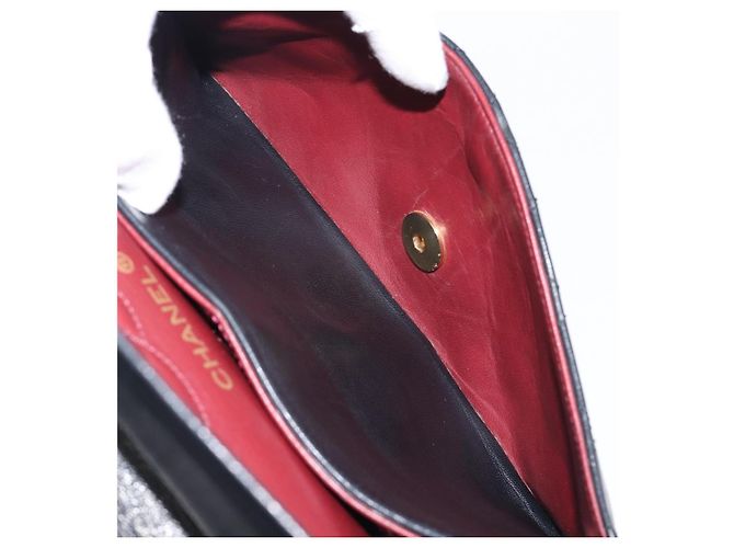 Borsa a tracolla CHANEL Chain Matelasse 23 in pelle d'agnello nera e oro CC Auth 200493SAM Nero D'oro - vista 25