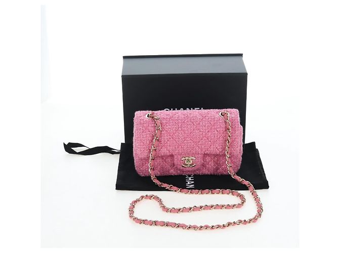 Borsa a tracolla CHANEL Chain Matelasse 20 Tweed Pink Gold CC Auth BA15644SM Rosa D'oro - vista 12