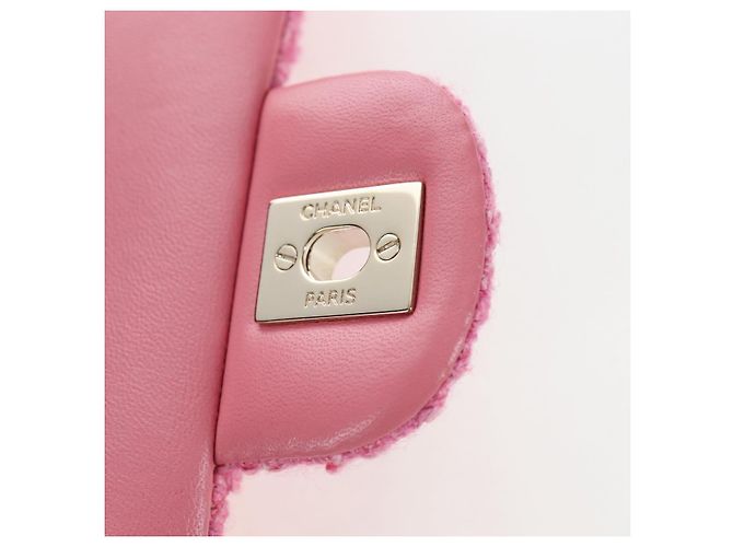 Borsa a tracolla CHANEL Chain Matelasse 20 Tweed Pink Gold CC Auth BA15644SM Rosa D'oro - vista 19