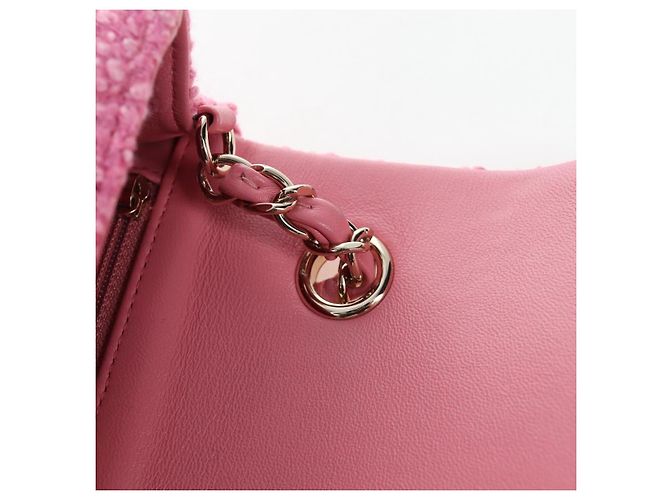 Borsa a tracolla CHANEL Chain Matelasse 20 Tweed Pink Gold CC Auth BA15644SM Rosa D'oro - vista 20