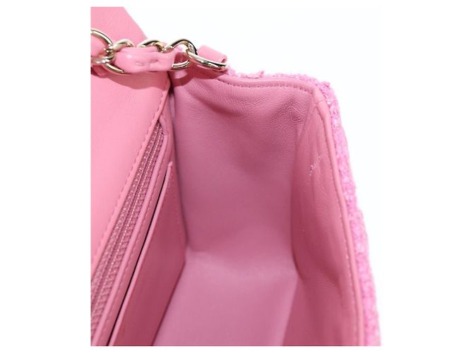 Borsa a tracolla CHANEL Chain Matelasse 20 Tweed Pink Gold CC Auth BA15644SM Rosa D'oro - vista 22