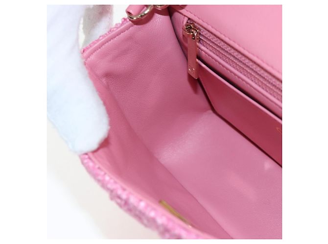 Borsa a tracolla CHANEL Chain Matelasse 20 Tweed Pink Gold CC Auth BA15644SM Rosa D'oro - vista 23