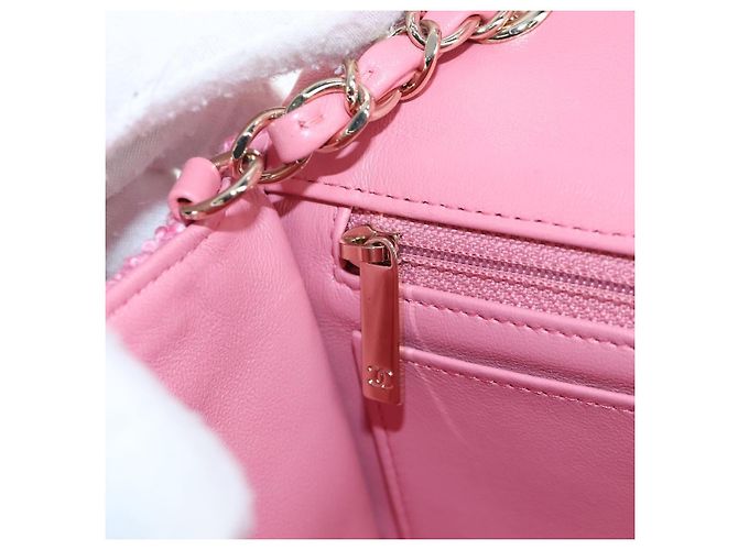 Borsa a tracolla CHANEL Chain Matelasse 20 Tweed Pink Gold CC Auth BA15644SM Rosa D'oro - vista 24