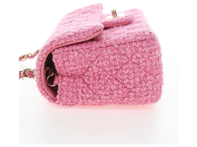 Borsa a tracolla CHANEL Chain Matelasse 20 Tweed Pink Gold CC Auth BA15644SM Rosa D'oro - vista 3