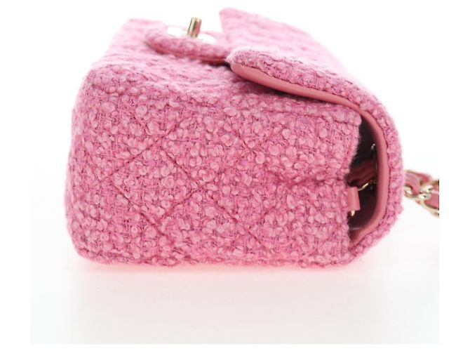 Borsa a tracolla CHANEL Chain Matelasse 20 Tweed Pink Gold CC Auth BA15644SM Rosa D'oro - vista 4